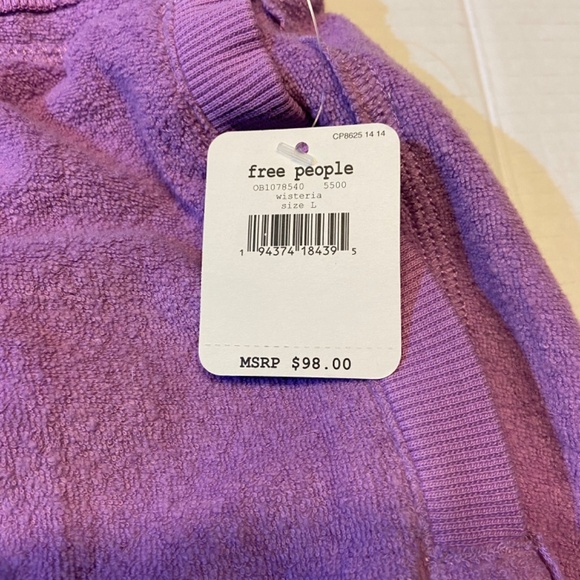Free People Movement Women Radiant Jogger Purple Comfy Terry Loungewear Athletic - Picture 5 of 12